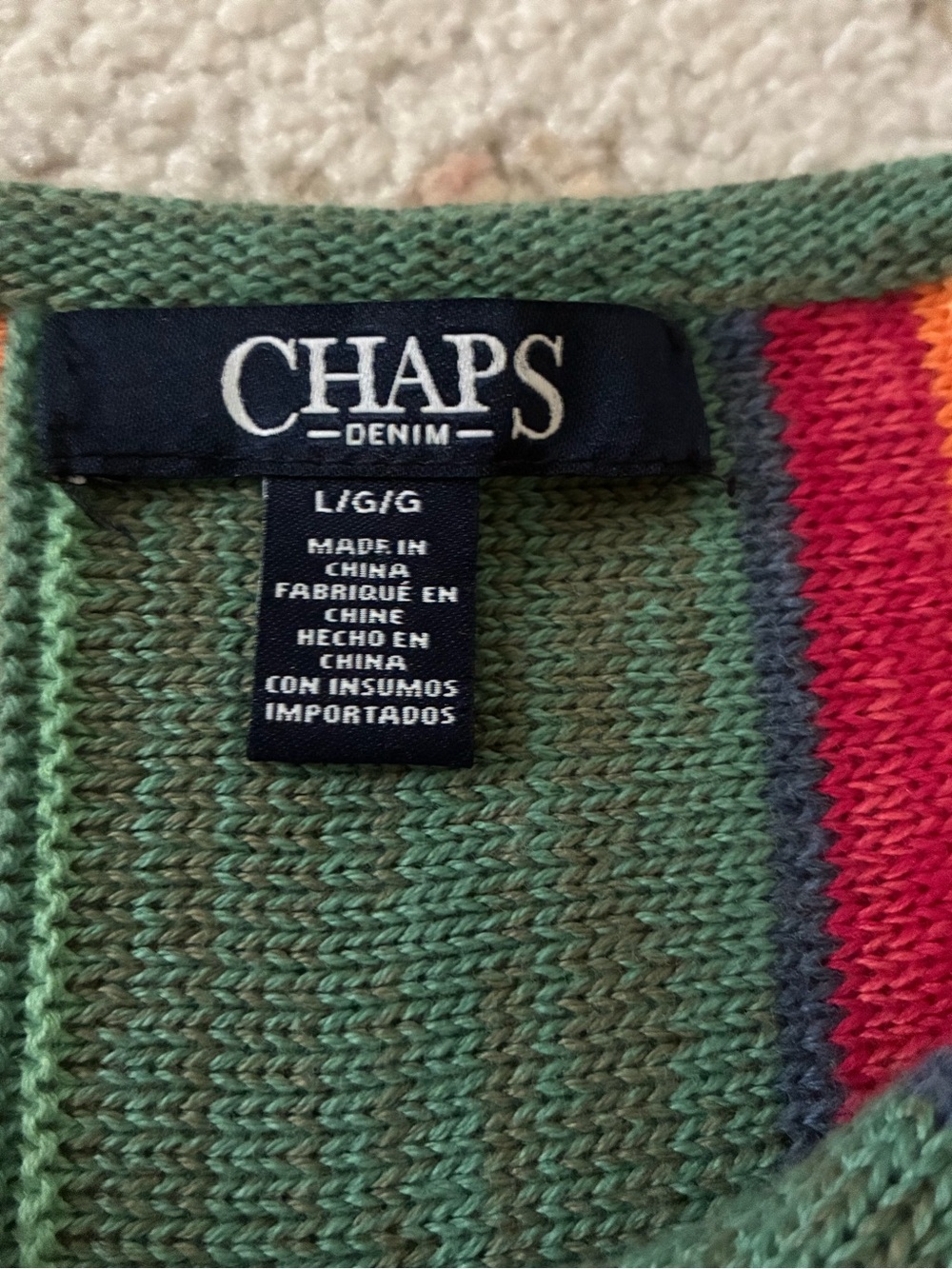 Vintage Chaps Southwestern Striped Knit Sweater - Size L - Picture 2 of 6